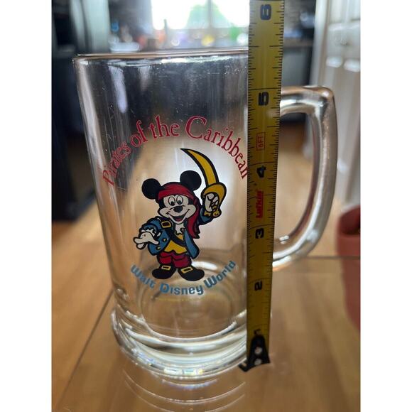 Walt Disney Attraction 5.5” Glass Mug Pirates of the Carribean and Mickey Mouse - Picture 3 of 4